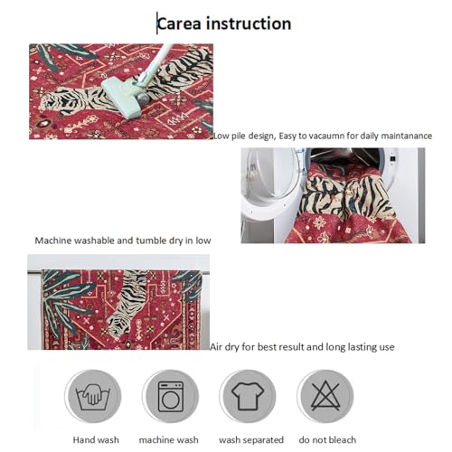 Image of Printed Cotton Carpet for Living Room Size 4x6 feet | Anti-Slip Floor Rug | Washable & Durable | Modern Design Home Decor Color- Lion