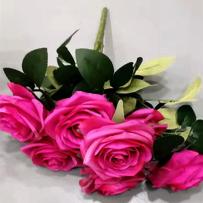 ZIHANJIAU 10 Heads Silk Artificial Rose Flowers Fake flower Bouquet Buch Wedding Home Party Decor (Rose Red) โ image 1
