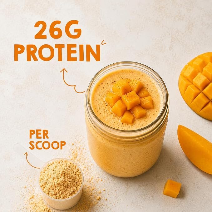Image of Kilobeaters Whey Protein Isolate Powder with Yeast Protein 50g (Pack of 4) & Monk Fruit Powder 25g Combo | Real Alphonso Mango | 26g Protein Per Scoop | Gut-Friendly |