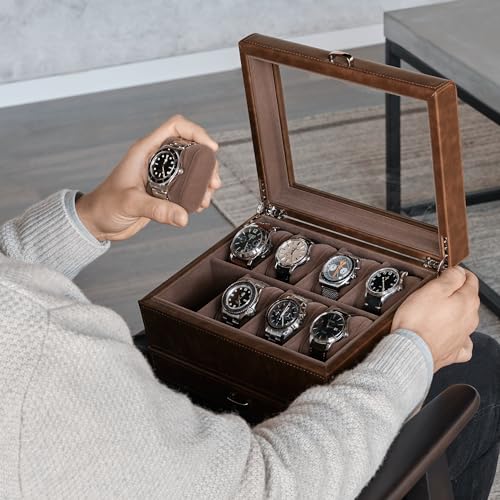 Premium Faux Leather 8 Slot Watch Box with Drawer for Men