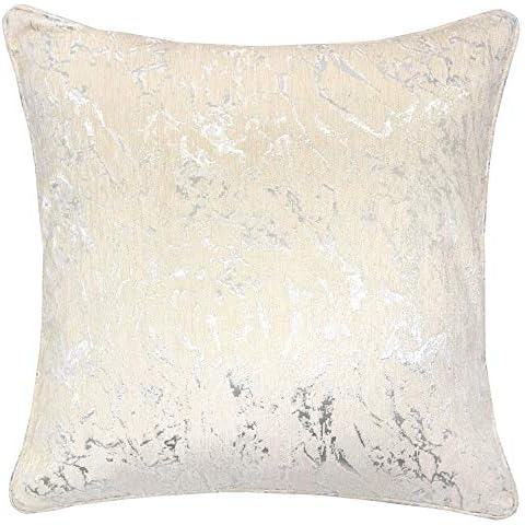 Homey Cozy Satin Jacquard Throw Pillow Cover,Silk Series Ecru Geometric Large Sofa Couch Cushion Decorative Pillow Case 20 x 20 Inch, Cover Only Cover