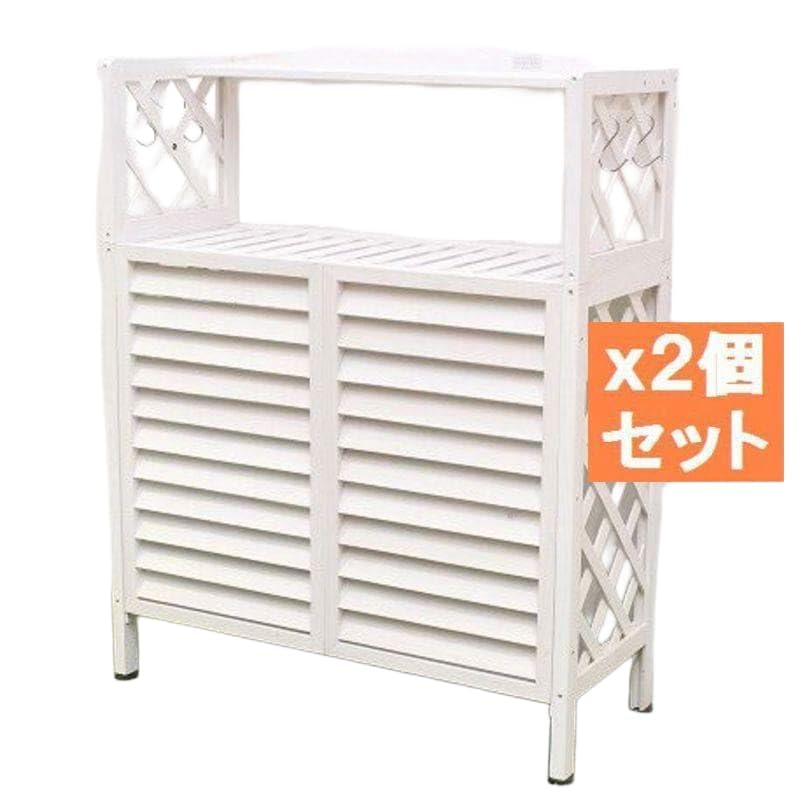 ２個セット 棚付き木製室外機カバー　ホワイト Amazon.co.jp: 2個セット 棚付き木製室外機カバー ホワイト : DIY