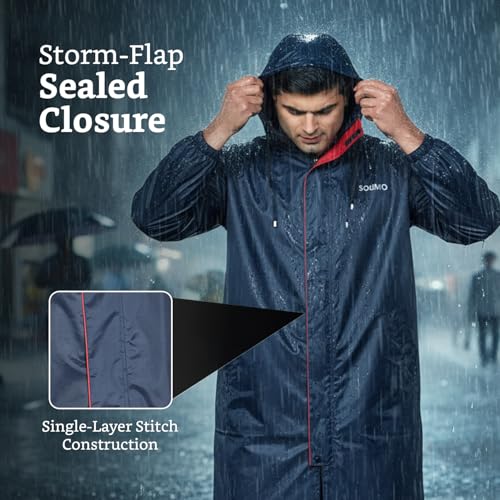 Image of Amazon Brand - Solimo Men's Polyester Water Resistant Casual Style Rain Coat
