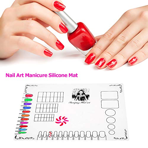 Nail Art Silicone Mat Foldable Washable Table Pad Nail Practice Workspace Design Plate For Stamping Reverse Stamp