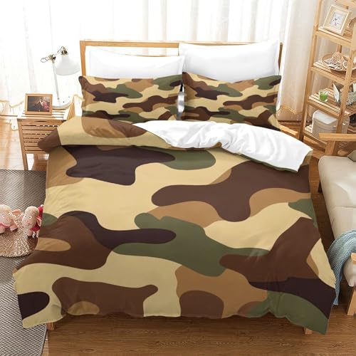 Housse de couette camouflage 3D respirante anti-froissement microfibre douce - 3