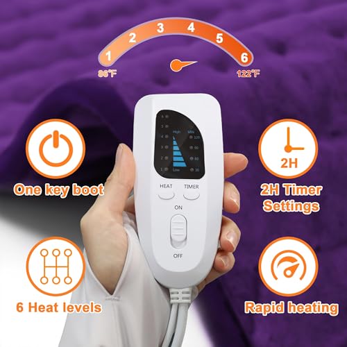 Image of Heating Pad,Electric Heating Pads,Heating Pad for Back,Purple,33x17 Inch