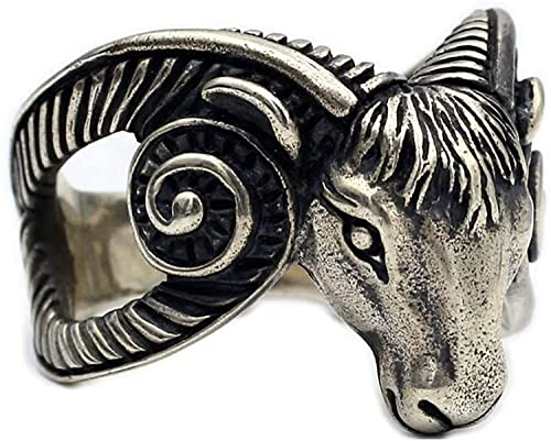 Anillo de plata 925, anillo de plata esterlina Aries, anillo de plata esterlina hecho a mano con cabeza de oveja y doce constelaciones, anillo de hombre punk rock, plata esterlina 925