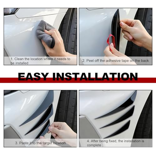 6 Stück Frontspoiler Stoßstangenspoiler,Auto vordere Bumper Lip Splitter,Frontstoßflosse Spoiler Canards Refit,Universal Kohlefaser Frontstoßstange Spoilerlippe für alle Autos (Schwarz)