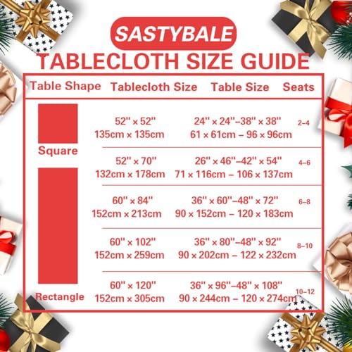 SASTYBALE Christmas Red Tablecloth 52"x70" Rectangle - Jacquard Damask Deer Antler Spillproof Table Cover for Xmas New Year Winter Holiday Decor (Fits 4-6 Seats) – Image 7