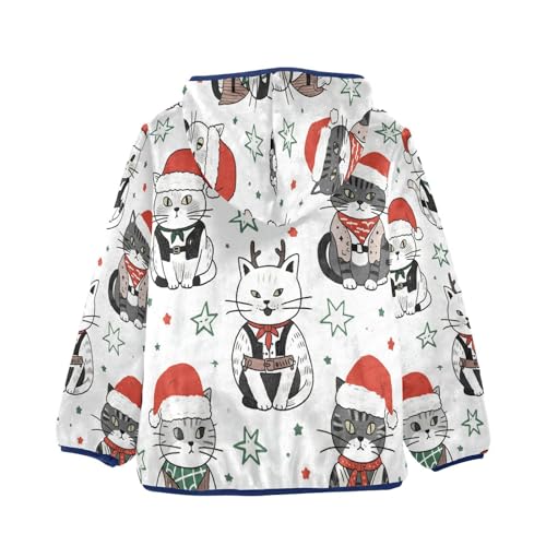 Cats Wearing Hats and Scarves Toddler Fleece Jacket Girl Boys Hooded Fleece Jacket Coat Warm Outwear Zip-up 3-10T2
