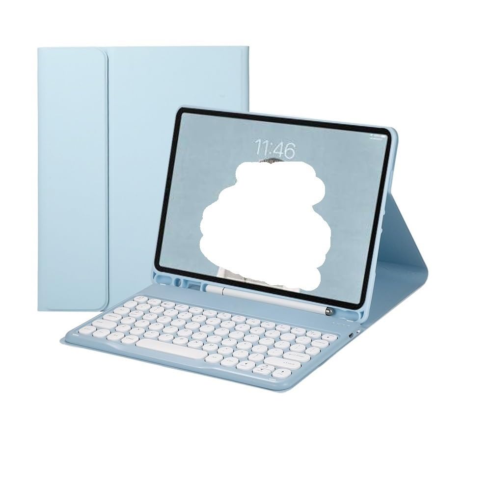 Housse de protection en cuir pour clavier iPad Pro 11 2024 bleu - 6