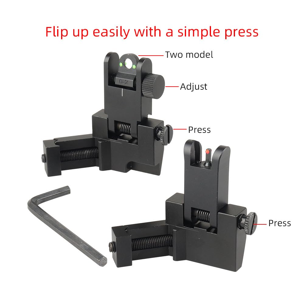 Folding 45 Degree Quick Conversion BUIS Optic Iron Sight for AR15 Front and Rear Wheels