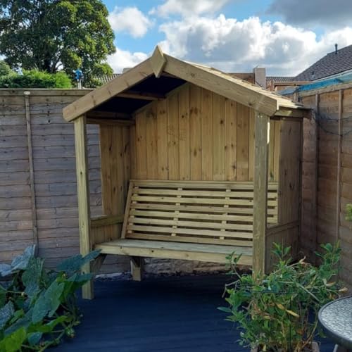 Image of Office Needs Direct Cottage Outdoor Wooden Garden Patio Arbour Seating 3 Seater