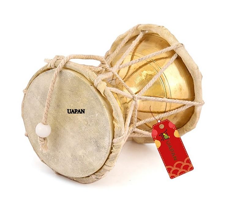 Image of UAPAN Brass Damru Indian Musical Instrument /Pooja Articles /Home Decor & Kids Toys (4inch)