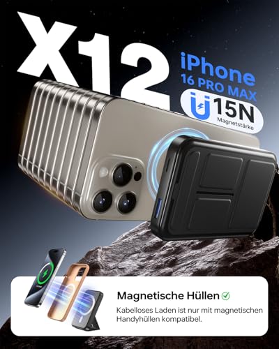 Powerbank für Magsafe, 10000mAh Magnetische Power Bank Schnellladefunktion 22,5W USB-A Tragbarer Externer HandyAkkus mit LED Display, Kompatibel mit iPhone 17 Air Pro Max 16 15 14 13 12 2