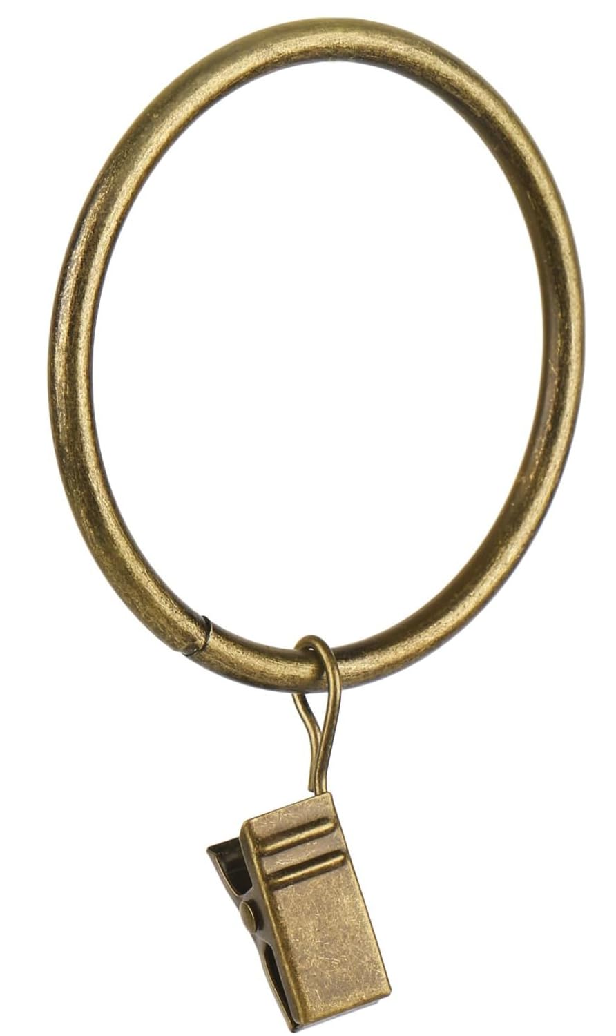 40 Pcs Curtain Rings for Curtain Rod,Antique Brass Metal Curtain Ring with Clips,Decorative Drapery Interior Diameter Curtain Rod Clips Hangers for Bathroom, Living and Guest Room (2.5Inch)
