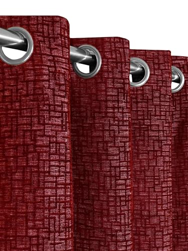 Image of Saral Home Tic tac Chenille Blackout Window Curtains 1pc,Maroon. 4x5 Ft
