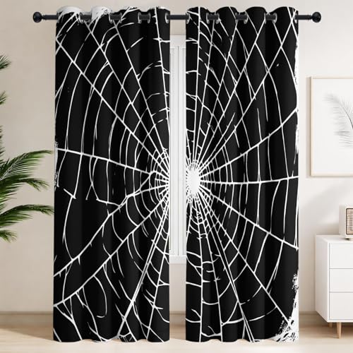 Image of Black White Abstract Art Curtains & Drapes, Blackout Curtains 2 Panels W 90" x L 108", Darkening Eyelet, Vintage Turntable Vinyl Records Colour Blocks Dark Minimalist Pattern Individual Teen Bedroom
