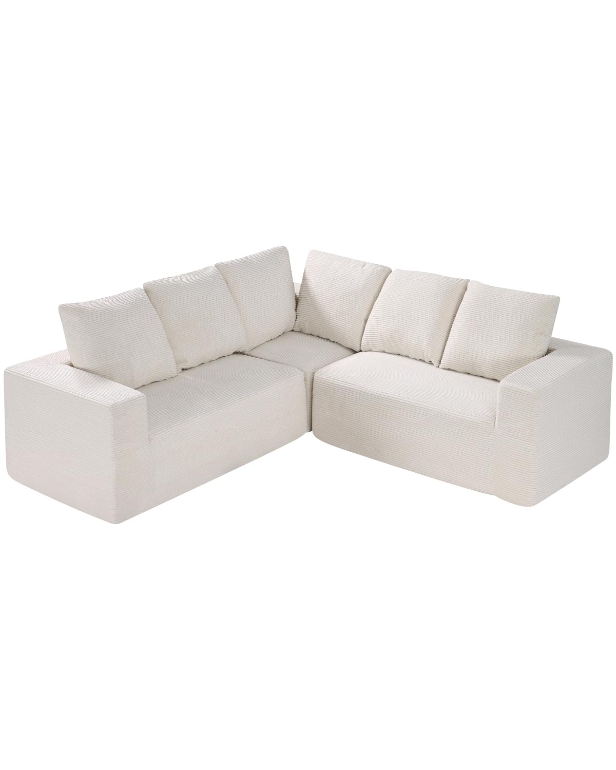 VEVOR Sofá Modular Seccional en Forma de L 2100 x 2100 x 570 mm, Sofá Seccional Nube con Esponja de Alto Rebote y Densidad, Sofá de Pana Tapizado con Cojín para Sala de Estar, Apartamento, Beige