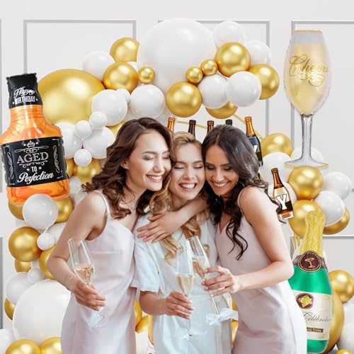 Image of Rozi Decoration Champagne Birthday Theme Decoration Items for Husband, Wife, Adults Birthday Decor, Wine Theme Birthday Decoration Pack of 35 Pcs