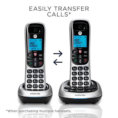 Image of Motorola CD4014 DECT 6.0 Cordless Phone with Answering Machine and Call Block, Silver /Black, 4 Handsets