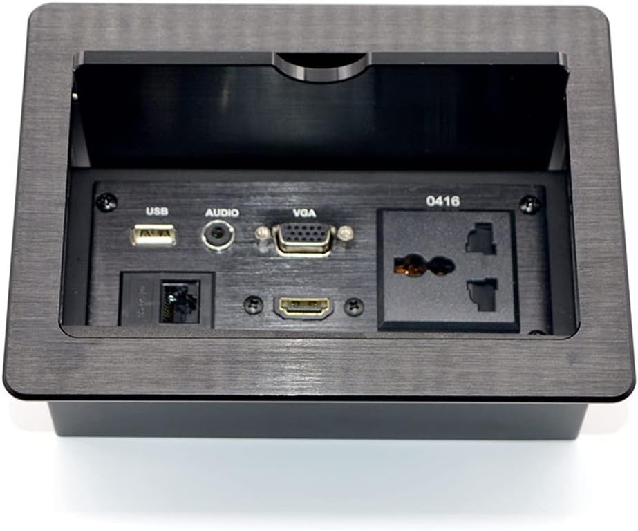 Sliding Power Desktop Socket with Audio Multifunctional Desktop Hidden Aluminum Alloy Socket(D)