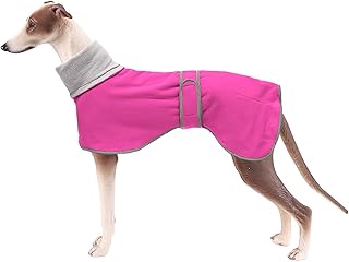 Dog Coats with Reflective Bar, Dog Winter Coat Soft Polyester Fleece, Adjustable Band - Dog Winter Jacket for Greyhounds, Lurchers and Whippets - Pink - XXL
