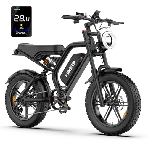 HiKeep Electric Bike for Adults - 1500W Peak Motor, 48V15.6Ah Battery, 28MPH Fat Tire Ebike with Dual Suspension, 20 × 4.0 Inch All-Terrain Tires, Dual Mechanical Disc Brake, Safety Tested to UL 2849
