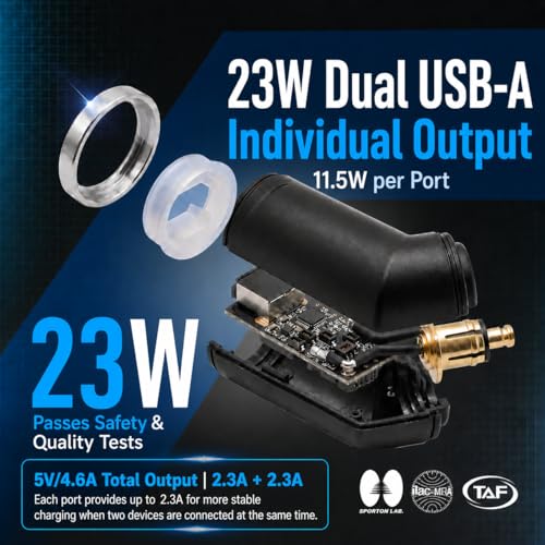 Image of Cliff Top Hella DIN Dual USB Charger 4.6A Compatible with BMW /Triumph Tiger | 4.6A dual USB output, short angled Hella DIN /Powerlet plug, compatible with BMW Triumph Tiger motorcycles, phone /GPS charging
