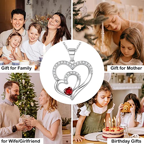 Sterling Silver Heart Necklaces For Women Girls Gifts, Blue Aquamarine March Birthstone Necklace Womens Jewelry Mothers Day Gifts Christmas Birthday Valentines Gifts For Her Wife Women Mom Girlfriend #TOP6