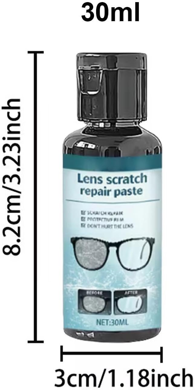 Lens Scratch Repair, Eyewear Cleaning Paste, Optical Restore, Gentle Glass Polishing Care Clear Maintenance Solution Kit, for Glasses Sunglasses Safety Goggles Protection Use