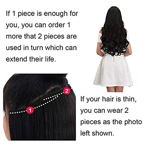 5-Clip Curly/Wavy Hair Extensions for Women & Girls – 100g 1-Piece Half Wig Hair Extension for Instant Volume & Length | Natural-Looking Clip-In Hairpiece Synthetic Fibers Black 2