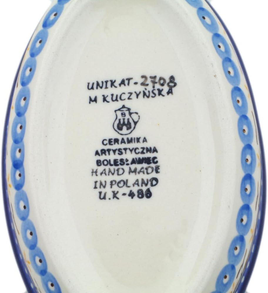 Polmedia Polish Pottery Condiment Dish UNIKAT - Rise And Shine Pattern Handmade in Boleslawiec Poland by Ceramika Artystyczna + Certificate of Authenticity