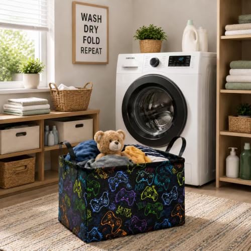 Image of Rectangular Game Basket Storage for Boys toy Box kids Room Decor | Waterproof collapsible storage box,Rectangular Game Storage Basket,Kids toy Laundry Hamper Storage Basket Room Decor(Game)
