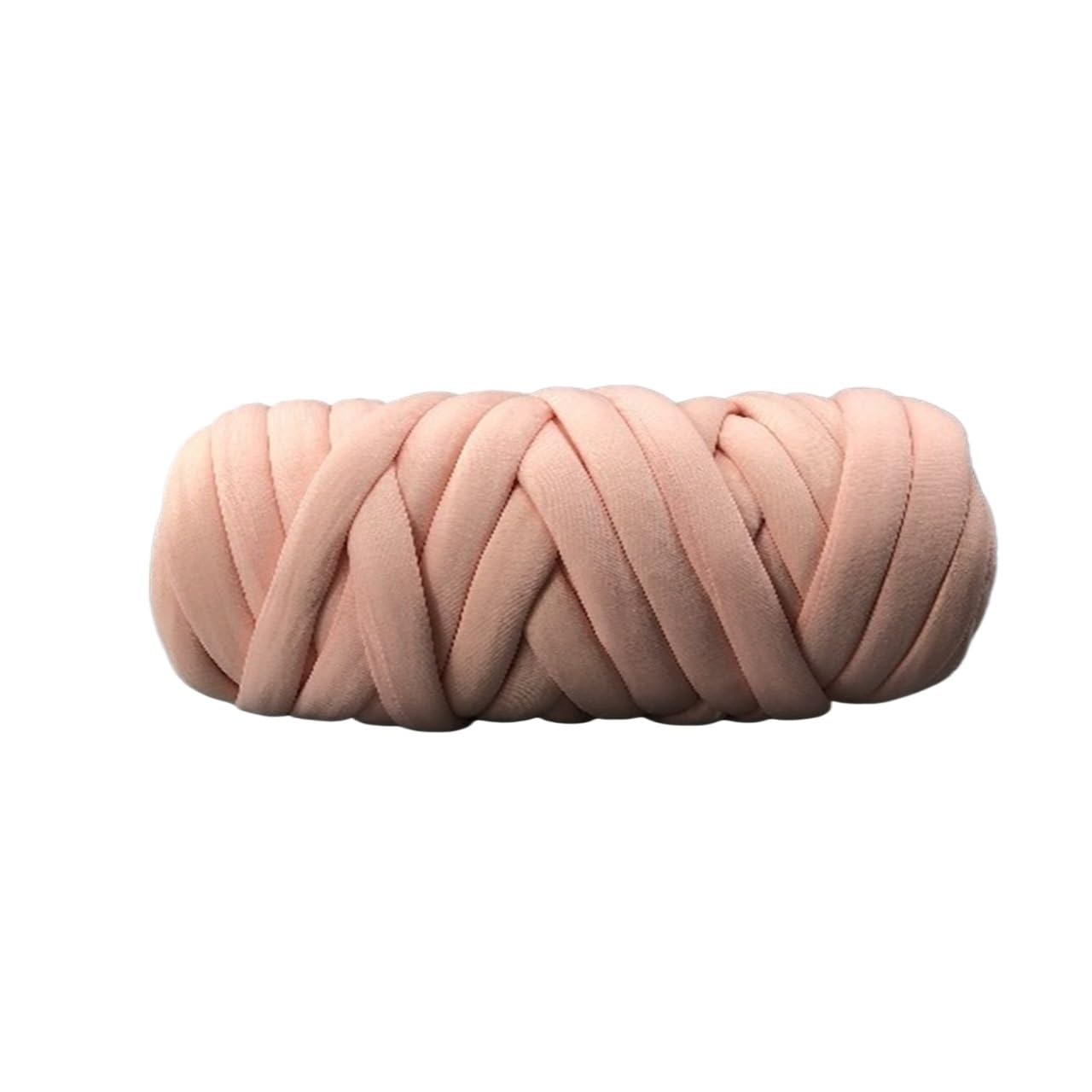 Hilo grueso para tejer con los brazos Hilo de algodón grueso tejido a mano y brazo, manta tubo voluminosa gigante vegana, trenza, 25M, multicolor(Light pink)