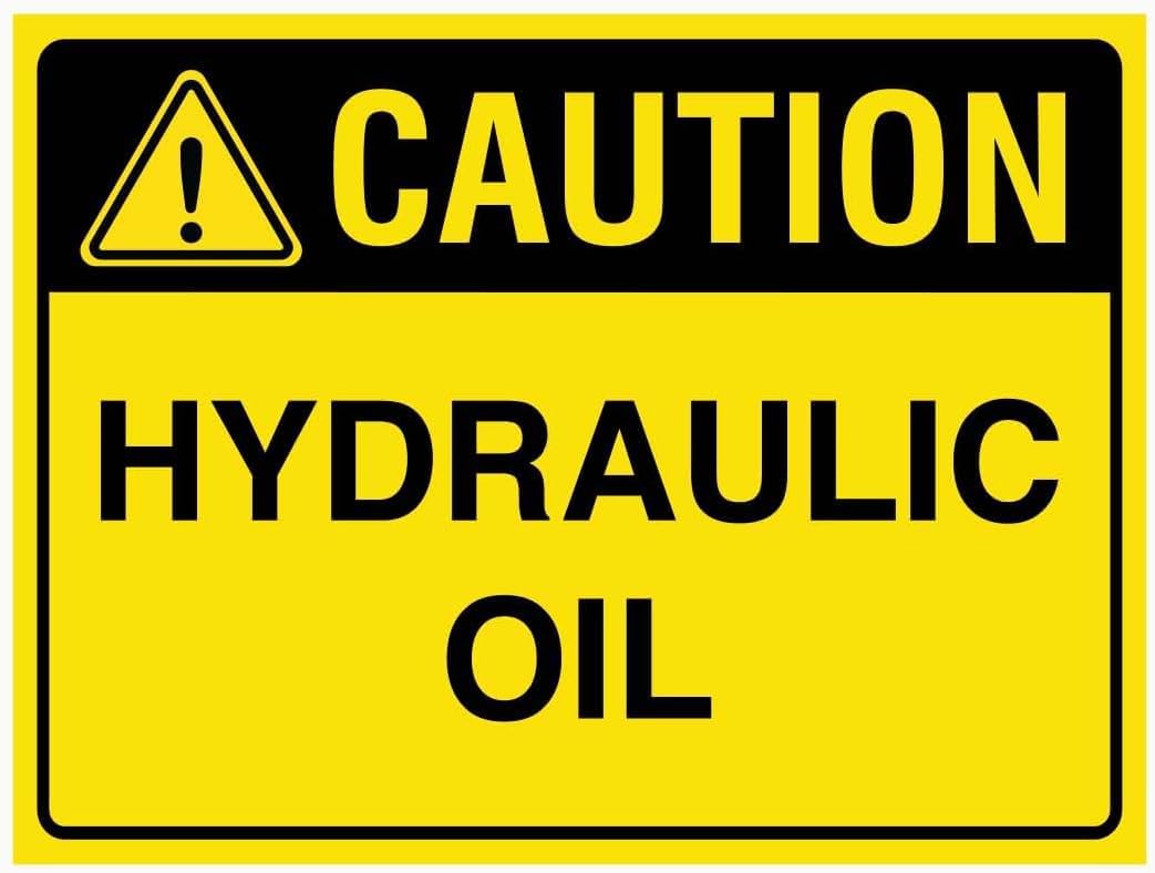 Caution Hydraulic Oil Rust Free Aluminum Tin Sign - Warning Decor with Pre-Drilled Holes for Indoor-Outdoor Factory Hydraulic Zone, Garage Machinery - 8x12 Inch​