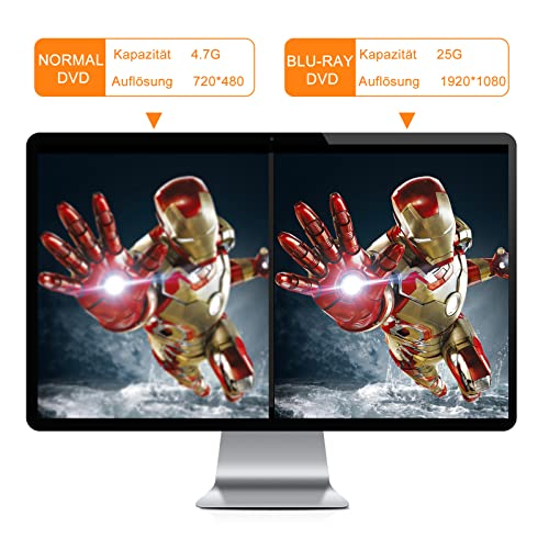 Externes Blu Ray Laufwerk, Aluminium Bluray Brenner Extern, USB 3.0 Externer CD DVD Blue Ray Player mit Tasche, Ultra Slim Tragbar BD Externe Blu-ray Laufwerke für Mac PC MacBook Laptop Windows 11/10 – Bild 5