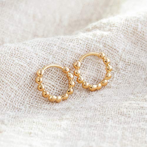 Loyata Beaded Hoop Earrings Gold Huggie Sleeper 14K Gold Filled Dainty Small Simple Hypoallergenic Jewelry Gift For Women #TOP6