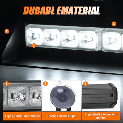 Image of Nilight 8LED White Traffic Advisor Strobe Light Bar Hazard Safety