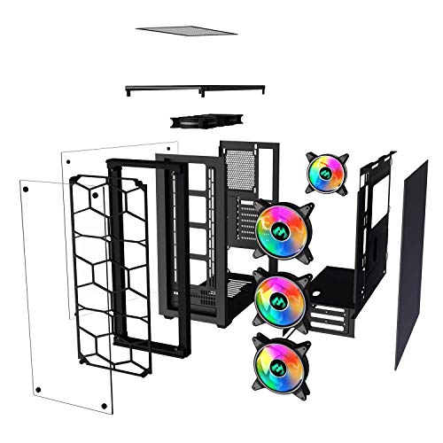 Mid Tower Case, ATX Case RGB LED Fans/Gaming Case PC
