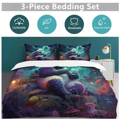 Housse de couette panda zippée anti-glissement microfibre douce - 6