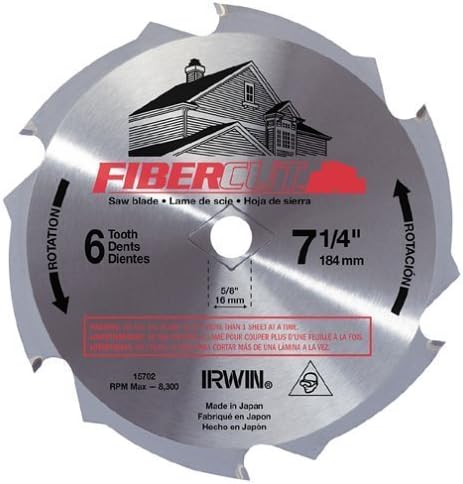 Irwin 15702ZR 7-1/4" 6-Tooth Fiber Cut Cement Board Saw Blade
