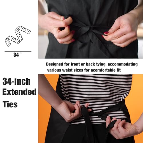Nobondo 8541941540 12 Pack Bib Apron - Unisex Black Apron Bulk thumb #3
