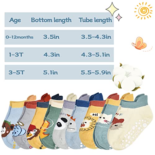 Aifong Baby Boys Girls Non Slip Socks With Grip 9 Pairs Anti Slip Ankle Socks For Infants Toddlers Girls Boys Kids #TOP4