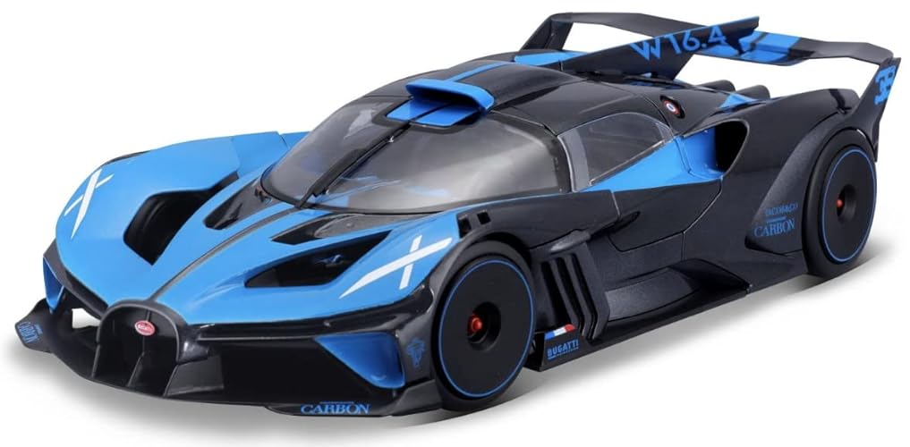 Bburago - Modelo a escala 1/18 compatible con Bugatti Bolide W16 8.0 2020 Coche deportivo Die-cast réplica en miniatura (Azul), para niños