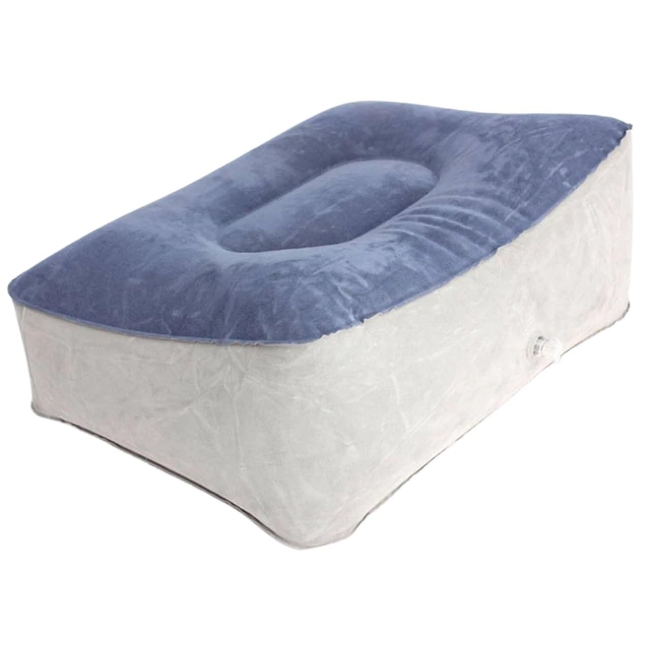 Reposapiés inflable portátil for viaje, almohada reposapiés, cojín de aire, descanso ajustable plegable, avión, tren, cama for niños, coche y autobús(Blue)