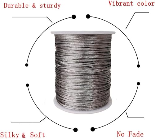 Miniatura 3 de Cordón de satén de nailon de 0.079 in x 110 yardas, cuerda trenzada para anudar chino, macramé, pulseras de amistad, collares, fabricación de joyas