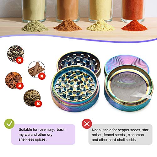 Herb Grinder 4 Piece 2.5\" Magnetic Top Grinder Durable Razor-sharp Teeth Mortar Spice Herb Grinder Colorful Rainbow Spice Grinder with Pollen Catcher for Spices/Vanilla Grind - Thumbnail 4