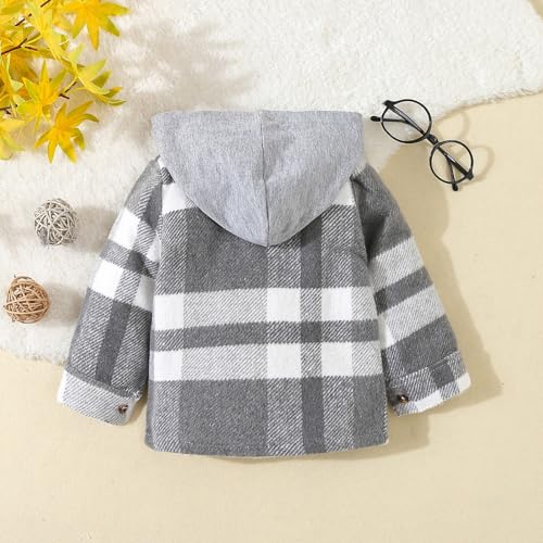 Toddler Fall Winter Plaid Hoodies Flannel Jacket Long Sleeve Zipper Lapel Collared Coat Casual Cute Trendy Outerwear Jacket2