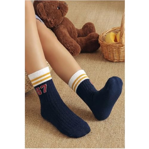 Image of Colourful Socks for Kids, Crew length, Soft Pure Cotton, Lightweight & Breathable, 1 to 9 Years, Pack of 5, Designer socks